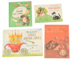 4 db könyv - Zalán Tibor: Hi-Szen, a guruló madár. + Móricz Zsigmond: Iciri-piciri. + Zelk Zoltán: Száll az erdő. + Weöres Sándor: Járj, baba, járj. Kiadói papír és kartonált kötés, jó állapotban.