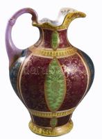 Csehszlovák porcelán váza antik jelenettel, matricás, jelzett, kopásnyomokkal, m: 28 cm