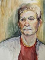 Czimra jelzéssel: Portré. Akvarell, papír. 70×50 cm. Kétoldalas mű. Feltekerve, törésnyommal.