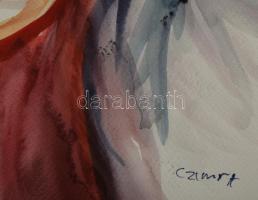 Czimra jelzéssel: Portré. Akvarell, papír. 70×50 cm. Kétoldalas mű. Feltekerve, törésnyommal