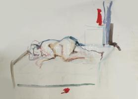 Czimra jelzéssel: Portré. Akvarell, papír. 70×50 cm. Kétoldalas mű. Feltekerve, törésnyommal