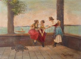 Nyilasy jelzéssel: Három grácia. Olaj, fatábla. 14,5×20 cm.