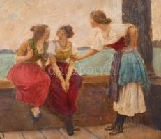 Nyilasy jelzéssel: Három grácia. Olaj, fatábla. 14,5×20 cm