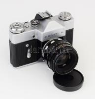 Zenit-B fényképezőgép, Helios-44-2 objektívvel, bőr tokjában
