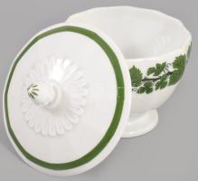 Meissen szőlőmintás fedeles edény, jelzett, hibátlan, m: 12,5 cm