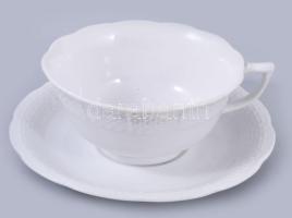 Herendi fehér mázas kávés készlet. Jelzett (benyomott jelzés), rózsán minimális pattogzással, teljes...