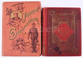 2 db német nyelvű könyv: Junkermann, August: Junkermanns Humoristikum. Eine Sammlung heiterer Vortragstücke von erprobter Wirksamkeit meist aus dem Repertoire des Herausgebers. Stuttgart, é.n., Leon &amp; Müller. Kiadói aranyozott, illusztrált egészvászon-kötés, kissé kopott borítóval, néhány kissé foltos lappal. + Kock, Paul de: Ein curioses Haus. Roman von - - . Wien-Pest-Leipzig, é.n., A. Hartleben. Aranyozott egészvászon-kötésben, kissé foltos borítóval, sérült gerinccel, helyenként kissé foltos lapokkal.