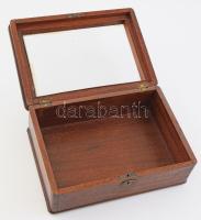 Üveglap betétes fa tároló, kulcs nélkül, 28x20 cm