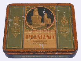 Pharao egyiptomi szivarka fémdoboz, kopott, 15x12 cm