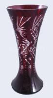 Vörösen pácolt csiszolt váza, hibátlan, m: 25,5 cm