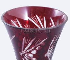 Vörösen pácolt csiszolt váza, hibátlan, m: 25,5 cm