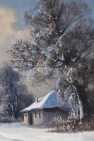 Kalmár jelzéssel: Téli táj. Olaj, vászon, dekoratív fakeretben, 69x55,5 cm