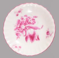 Herendi lila virágmintás ékszeres tálka, jelzett, hibátlan, d:7,5 cm