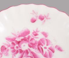 Herendi lila virágmintás ékszeres tálka, jelzett, hibátlan, d:7,5 cm