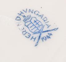 Herendi lila virágmintás ékszeres tálka, jelzett, hibátlan, d:7,5 cm