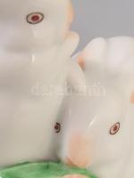 Herendi porcelán nyulak, kézzel festett, jelzett, hibátlan, m: 9 cm, h: 7 cm