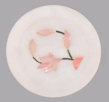 Kagyló berakásos ékszeres tálka, d: 9 cm