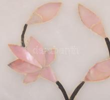 Kagyló berakásos ékszeres tálka, d: 9 cm