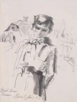 Holló László (1887-1976): Bíró Sándor, 1967. Ceruza, papír, jelzett. Üvegezett fakeretben, 17,5x13 cm