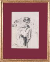 Holló László (1887-1976): Bíró Sándor, 1967. Ceruza, papír, jelzett. Üvegezett fakeretben, 17,5x13 c...