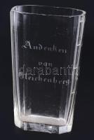 Bleichenbergi fürdőpohár, cca 1880-1900, fazettált pattogzással, m: 14 cm