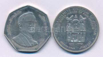 Jordánia 1977. 1/4D Cu-Ni "Ezüstjubileum - I. Huszejn király" + 1980. 1/2D Cu-Ni "Hid...