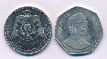 Jordánia 1977. 1/4D Cu-Ni "Ezüstjubileum - I. Huszejn király" + 1980. 1/2D Cu-Ni "Hid...