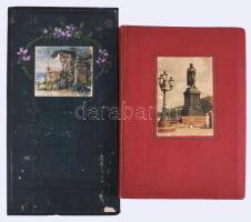 2 db régi képeslap-album, üresek, 29,5x21 cm és 36,5x19,5 cm