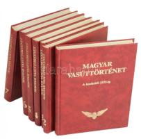 Magyar vasúttörténet 1-7. kötet. A kezdetektől 1998-ig. Főszerk.: Dr. Kovács László. Bp.,1995-1999., MÁV-Közlekedési Dokumentációs Kft. Kiadói aranyozott műbőr-kötések, az 5. kötet elülső borítójának szélén kis sérüléssel.