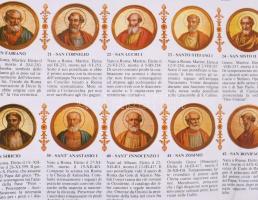 A római pápák kronológiája Szent Pétertől II. János Pál pápáig, nagyméretű poszter, kétoldalas, kis ...