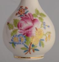 Herendi virágmintás kisváza, jelzett, hibátlan, m: 8,5 cm