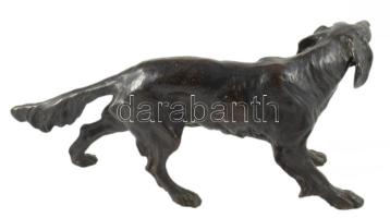 Patinázott bronz kutya szobor, 29x13 cm