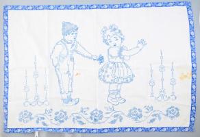 Kézzel hímzett konyhai gyermek falvédő, folttal, 90x80 cm