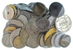 Vegyes, 50db-os magyar és külföldi zseton / token / bárca tétel, közte Telefonérme (Tantusz, 13db), Magyar Elektrotechnikai Múzeum, Szent György, Hungexpo (3db), Lottó, Toronto Transit, 1933 Kisszakaszjegy, II. János Pál, 50 Ceros, stb. T:XF-F Mixed, 50pcs Hungarian and foreign jeton / token lot, within Hungarian Telephone coin (13pcs), Hungarian Electrotechnical Museum, St. George, Hungexpo (3pcs), Lottery, Toronto Transit, Hungarian public transport token from 1933, John Paul II, 50 Ceros, etc. C:XF-F