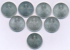 1993. 200Ft Ag "MNB" (8x) T:AU kis patina