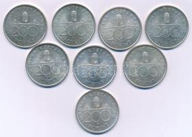 1993. 200Ft Ag "MNB" (8x) T:AU kis patina