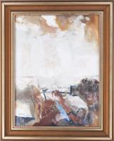 Balázs Imre (1931-2012): Puszta, 2005. Olaj, farost, jelzett, 43×33 cm. Dekoratív, üvegezett fakeretben.