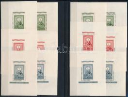 1951 80 éves a magyar bélyeg 6 db blokksor 3 stecklapon (306.000)