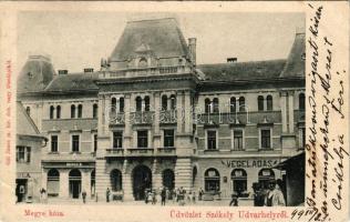 1899 Székelyudvarhely, Odorheiu Secuiesc; Megyeháza, Dénes B. üzlete. Gál János kiadása / town hall, shop (EB)