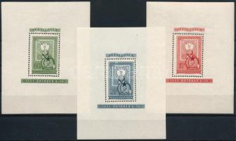 1951 80 éves a magyar bélyeg blokksor (51.000) (60f apró gumihiba, 1Ft kis törések / tiny gum disturbance, small folds)