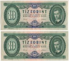 1962. 10Ft (2x) sorszámkövetők "A 029 297477 - A 029 297478" T:F szép papír Adamo F6