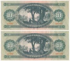 1962. 10Ft (2x) sorszámkövetők "A 029 297477 - A 029 297478" T:F szép papír Adamo F6