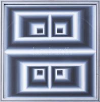 Fazakas Tibor (1946-): Ablakok III, 1993. Tempera, papír, jelezve balra lent, 34×34 cm. Hátoldalán címkén feliratozott. Üvegezett fakeretben.