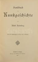 Adolf Rosenberg: Handbuch der Kunstgeschichte. Bielefeld und Leipzig, 1902., Velhagen &amp; Klasing, VI+646 p.+ 4 t. Német nyelven. Gazdag képanyaggal illusztrált. Kiadói szecessziós, aranyozott félbőr-kötés, márványozott lapélekkel, kopott borítóval, a gerincen sérüléssel.