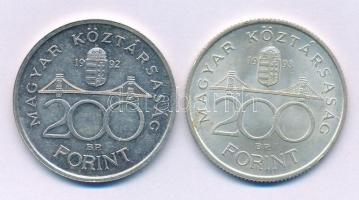 1992-1993. 200Ft Ag "MNB" (2xklf) T:AU,XF patina Adamo F13