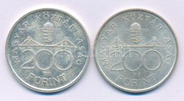 1992-1993. 200Ft Ag "MNB" (2xklf) T:AU,XF patina Adamo F13