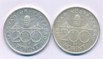 1992-1993. 200Ft Ag "MNB" (2xklf) T:AU,XF patina Adamo F13