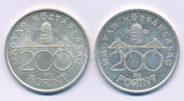 1992-1993. 200Ft Ag "MNB" (2xklf) T:AU,XF patina Adamo F13