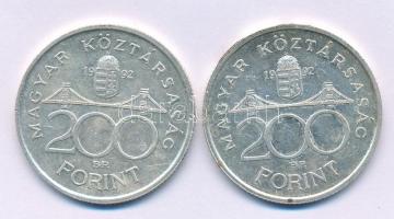 1992. 200Ft Ag "MNB" (2x) T:AU,XF patina Adamo F13