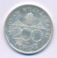 1992. 200Ft Ag "MNB" T:AU patina Adamo F13